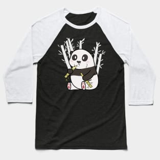 Cute Chubby Panda Eating Bamboo Drawing Baseball T-Shirt